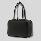 Sac épaule en cuir véritable noir Zéphira – modèle structuré minimal avec fermeture zip dorée