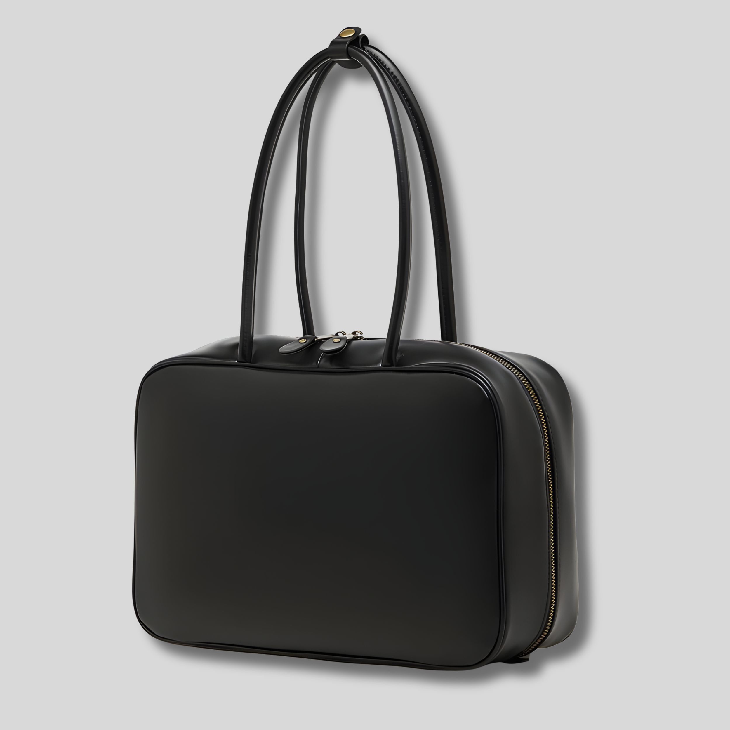 Sac épaule en cuir véritable noir Zéphira – modèle structuré minimal avec fermeture zip dorée