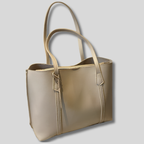 Sac Épaule Cabéria crème – sac cabas féminin en similicuir avec grande capacité de rangement