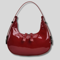 Sac Épaule Verni Éloriasi rouge en cuir verni, vue de face