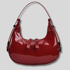 Sac Épaule Verni Éloriasi rouge en cuir verni, vue de face