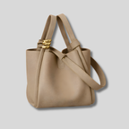 Sac Épaule Valéa beige style bucket avec poignée double et finition dorée