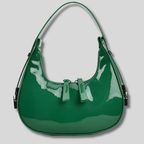 Sac Épaule Verni Éloriasi vert en cuir verni, finition brillante