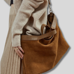 Sac Cabas Auréline en daim véritable porté à l'épaule avec grande capacité