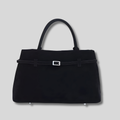 Sac cabas en daim noir chic avec détail ceinture minimaliste