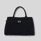 Sac cabas en daim noir chic avec détail ceinture minimaliste