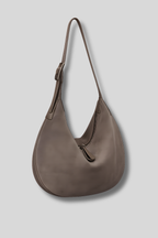 Sac épaule Aveline en cuir suédé taupe – vue de face