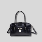 Sac bandoulière Arvielle cuir noir vue face style chic
