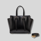 Sac Cabas Virelia noir minimaliste en similicuir avec anses rigides