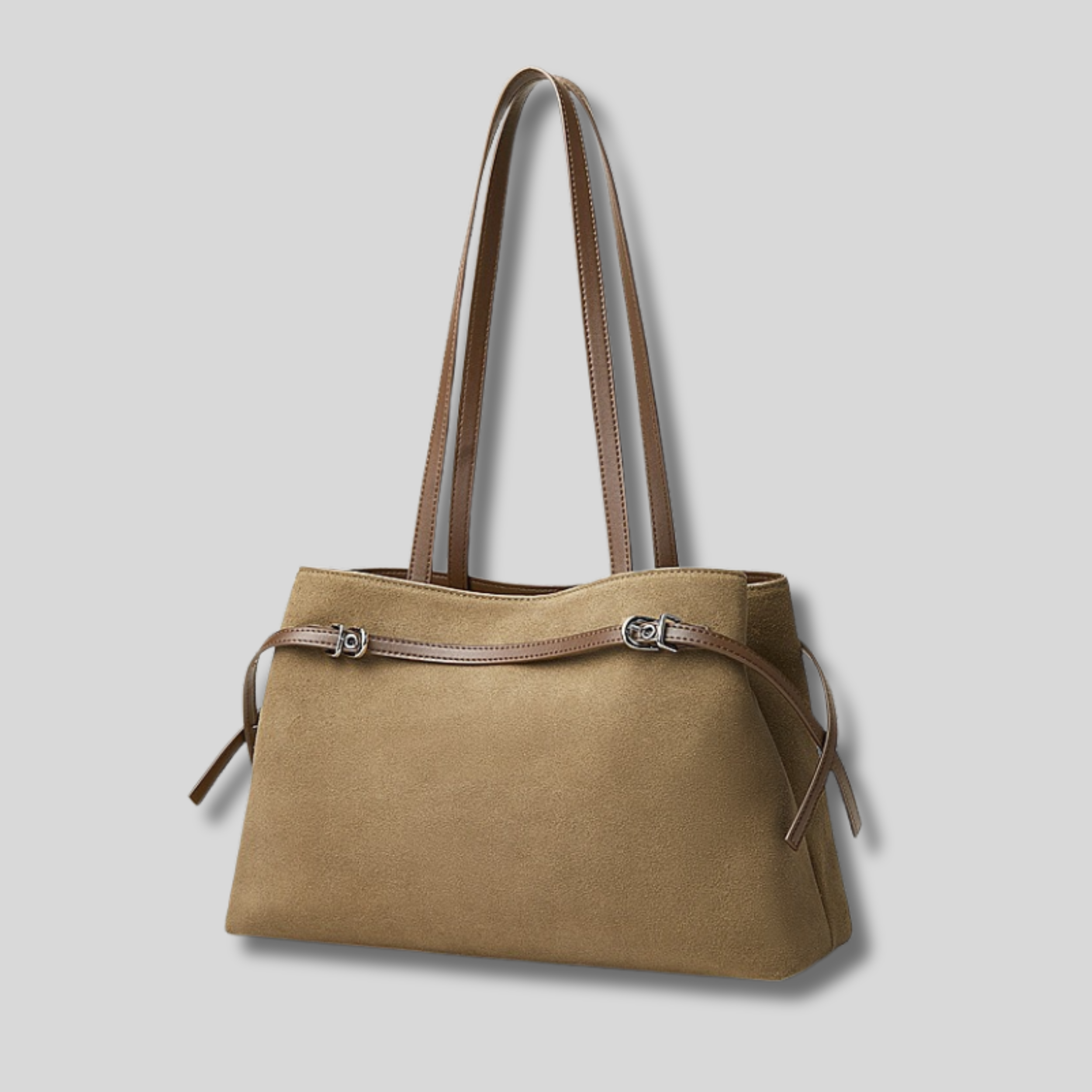 Sac Cabas Elvéra en suédine beige au design élégant