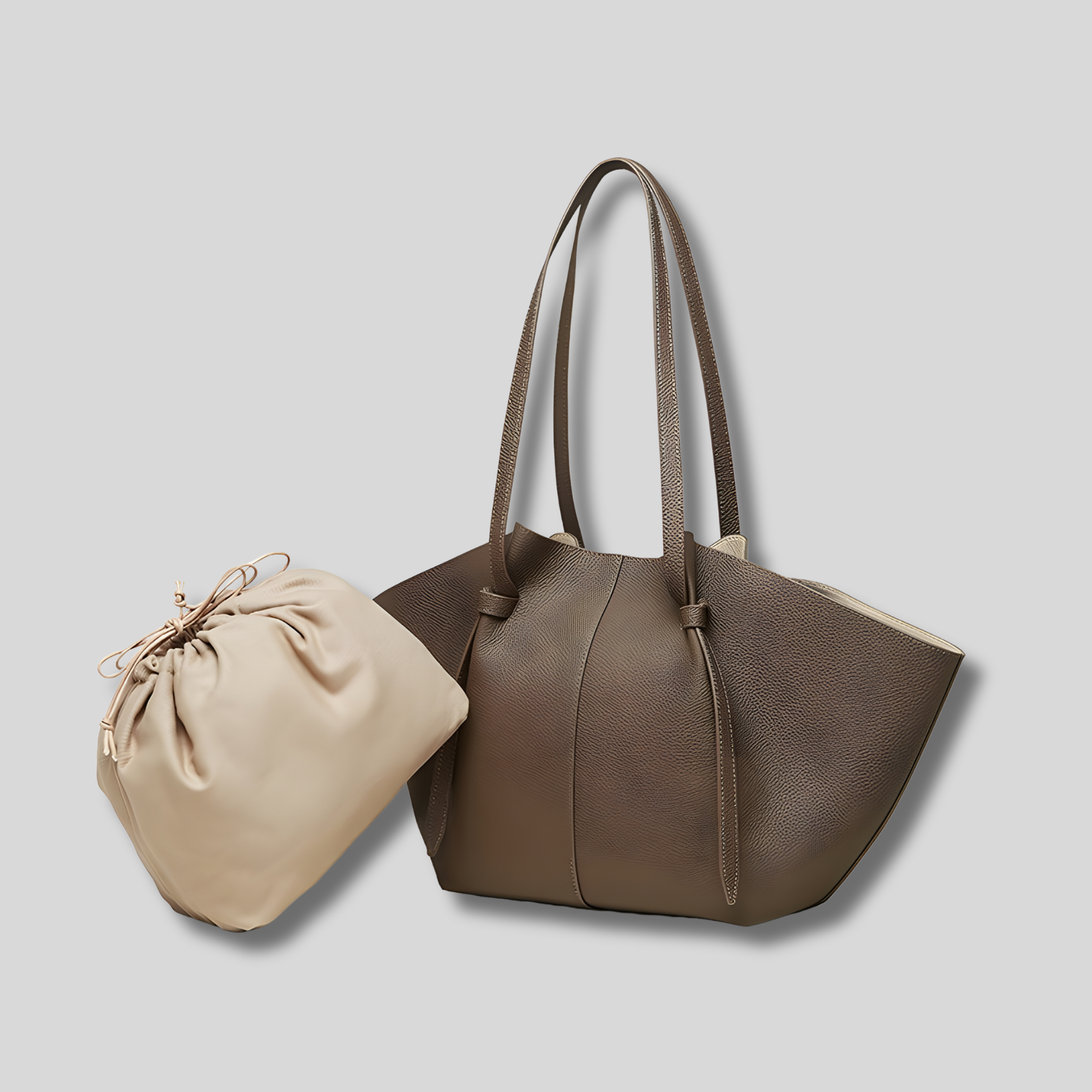 Sac cabas Novélya marron avec pochette intérieure – design spacieux et moderne