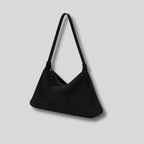 Sac épaule en daim noir Nuvéra, vue de trois quarts