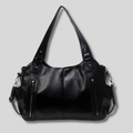 Sac à épaule noir porté sur l’épaule, style quotidien moderne avec grande capacité et poches latérales pratiques