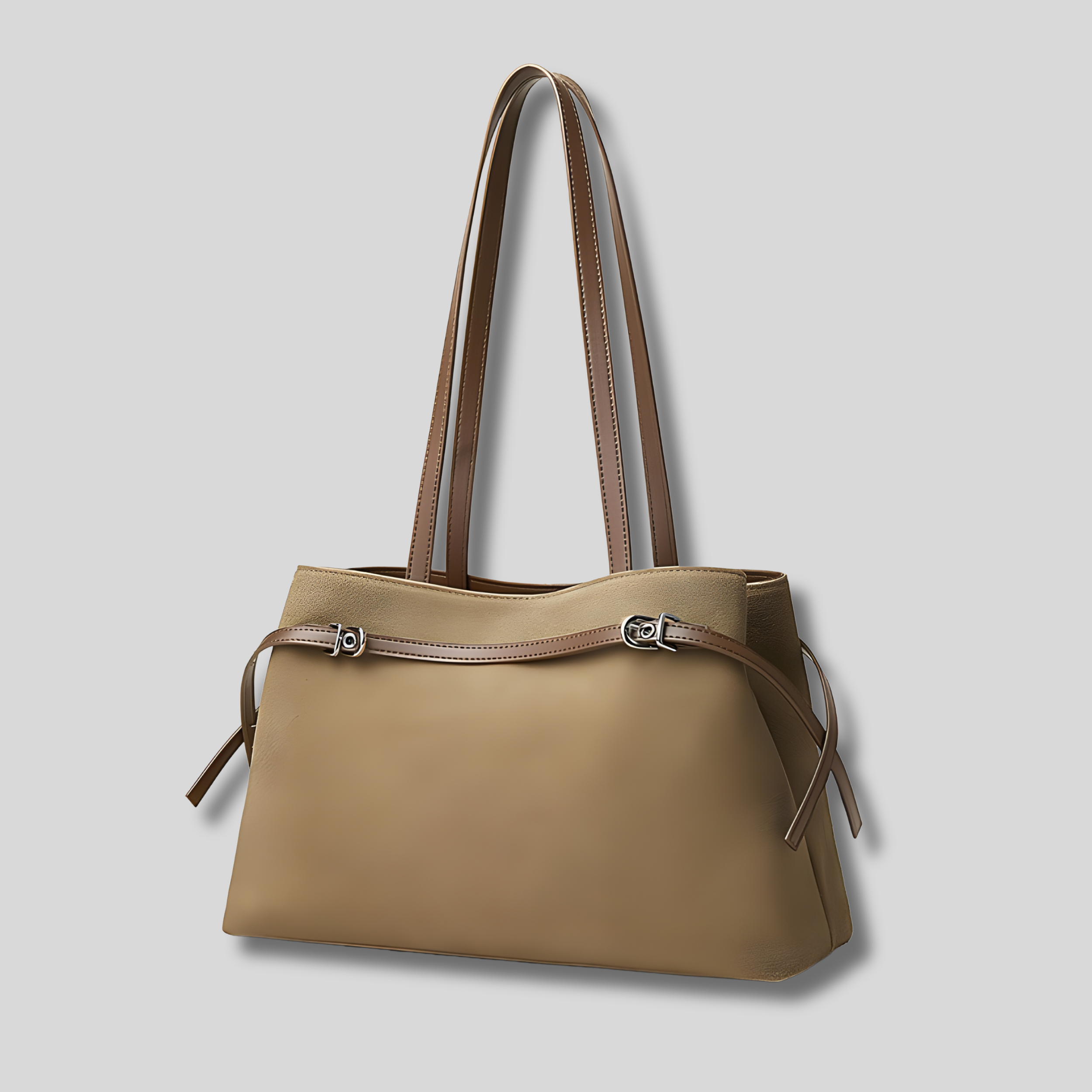 Sac Cabas Elvéra beige clair – sac cabas en daim vue face