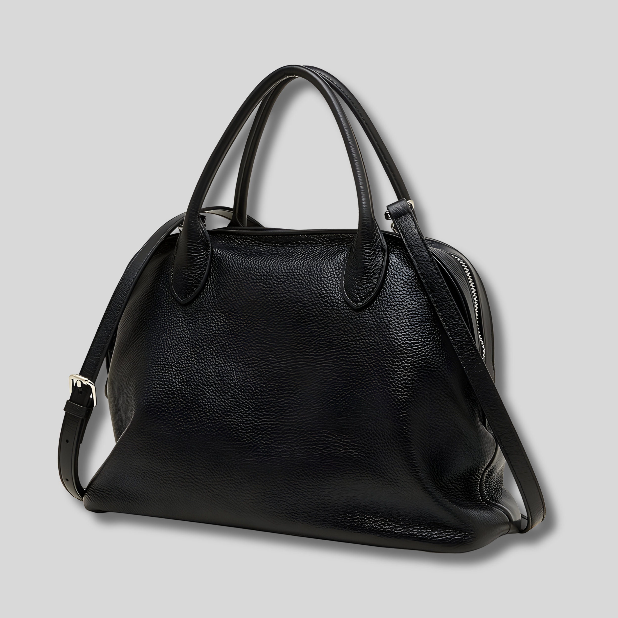 Sac en cuir véritable noir Élyndra avec bandoulière ajustable – design minimaliste