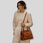 Sac Cabas Oréliane porté à l’épaule par un mannequin, coloris marron