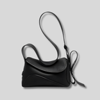 Sac Bandoulière Élysande noir en cuir véritable avec finition texturée haut de gamme