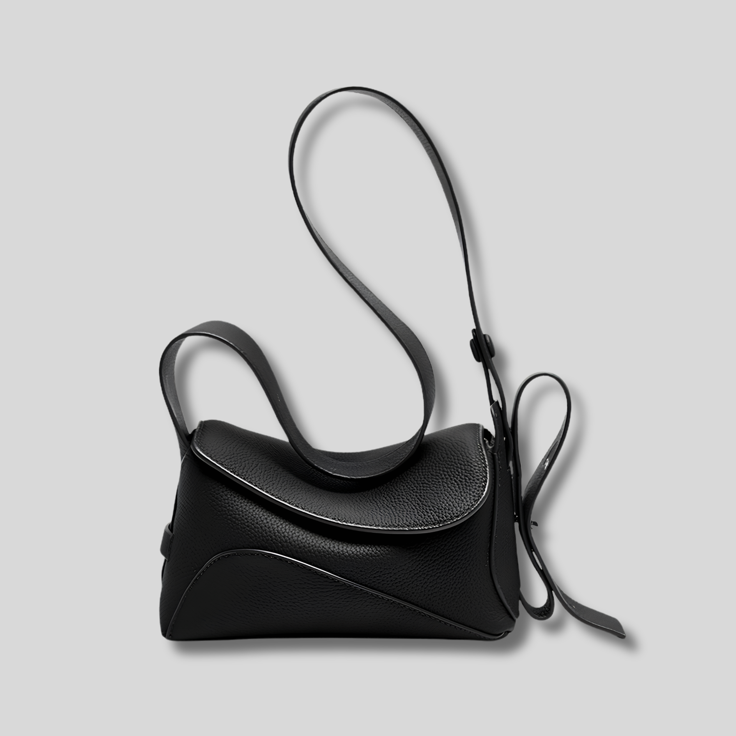 Sac Bandoulière Élysande noir en cuir véritable avec finition texturée haut de gamme