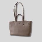 Sac cabas Évessia taupe en cuir véritable – vue de face