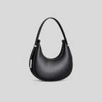 Sac demi-lune noir élégant en cuir PU, style intemporel