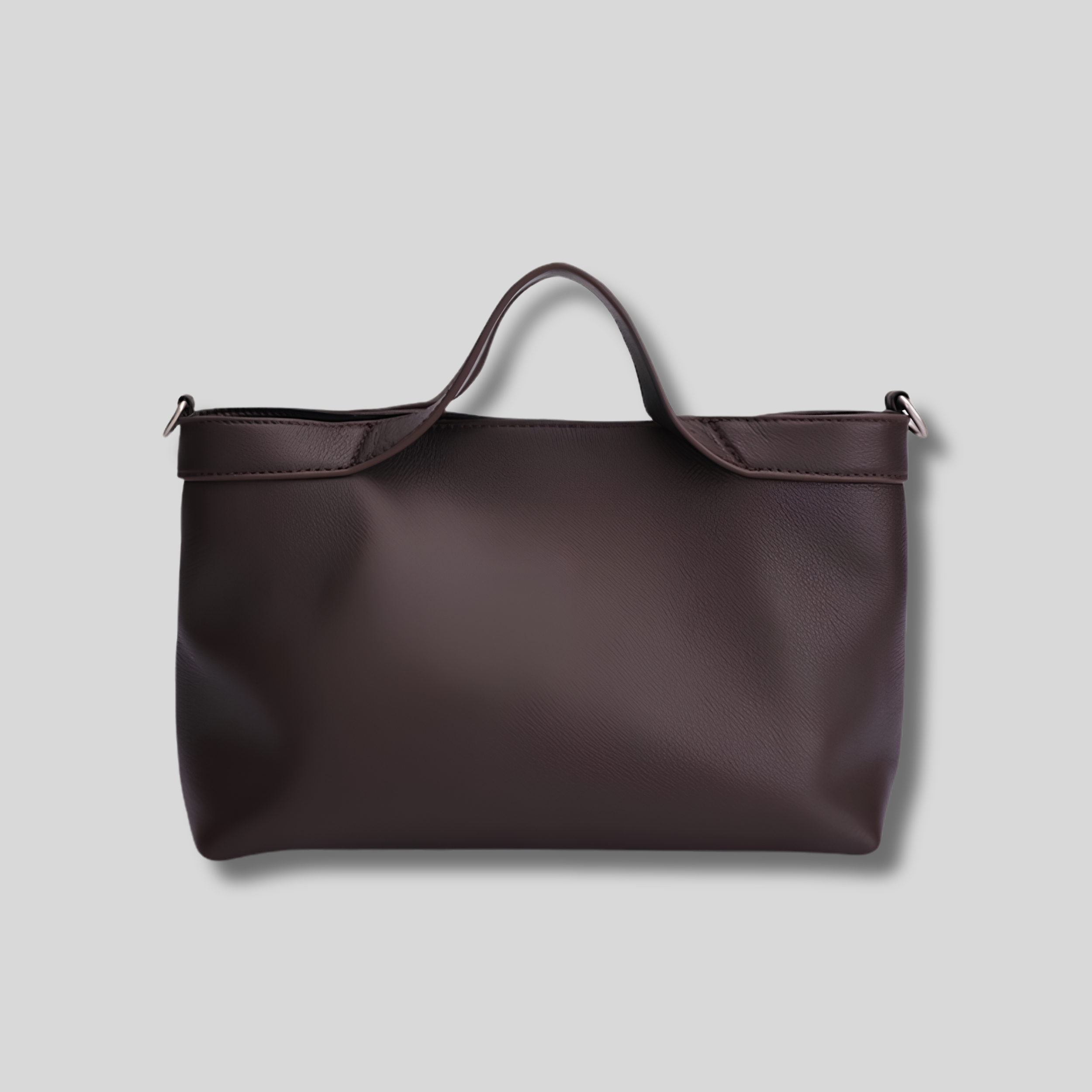 Vue arrière du Sac Épaule Rovina marron foncé en cuir véritable avec finition premium et allure raffinée