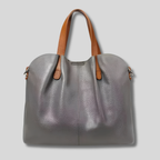 Sac Cabas Évoria gris en cuir véritable – vue de face