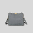 Sac Bandoulière Cuir Orélia gris clair en cuir souple avec bandoulière ajustable et fermeture zippée