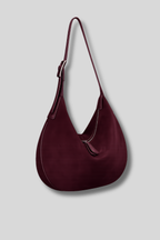 Sac épaule Aveline en cuir suédé bordeaux – vue de face