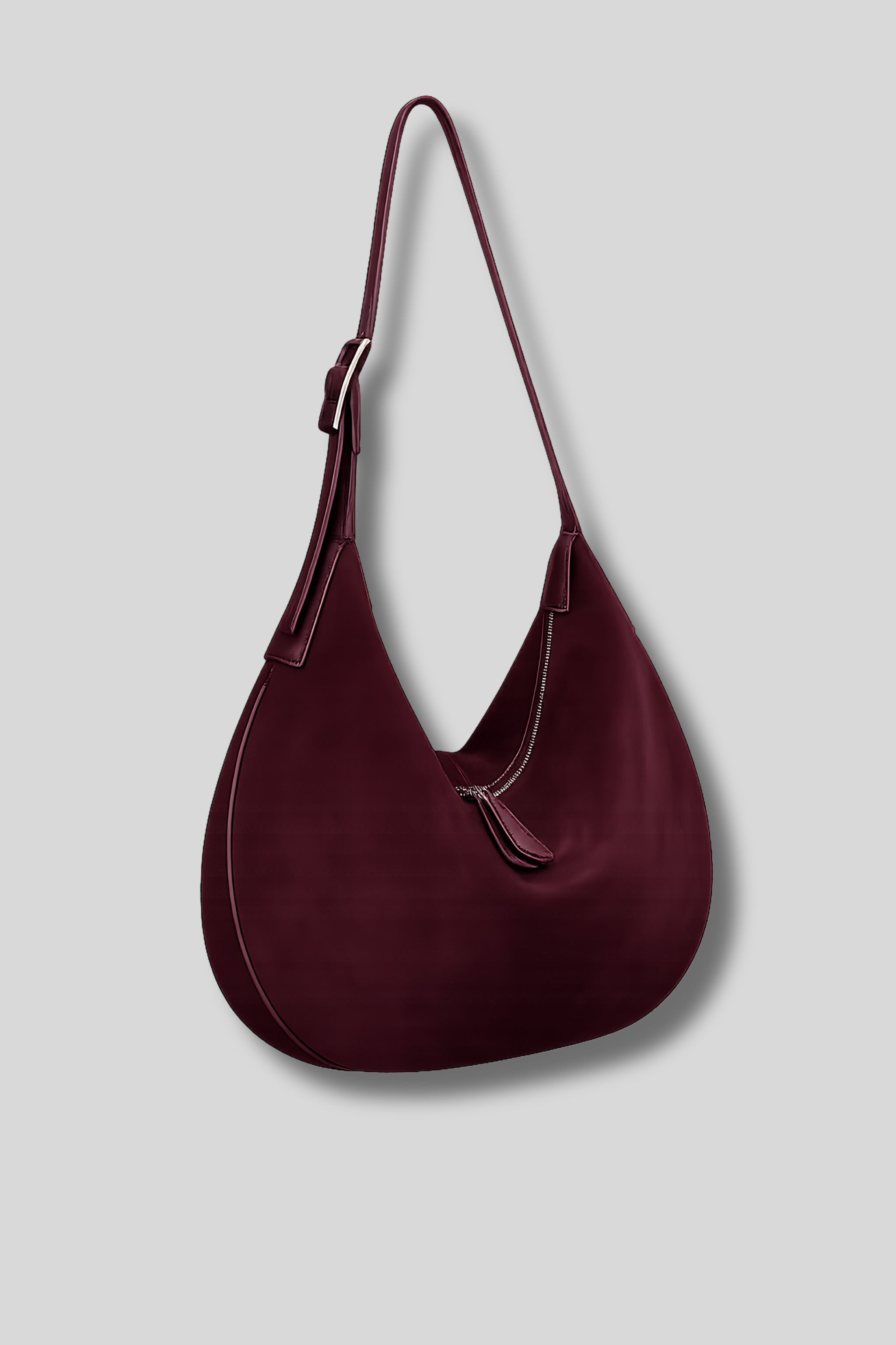 Sac épaule Aveline en cuir suédé bordeaux – vue de face