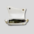 Intérieur du sac bandoulière Soléna blanc avec compartiment zippé