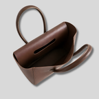 Sac cabas Miréva marron intérieur ouvert vue de dessus