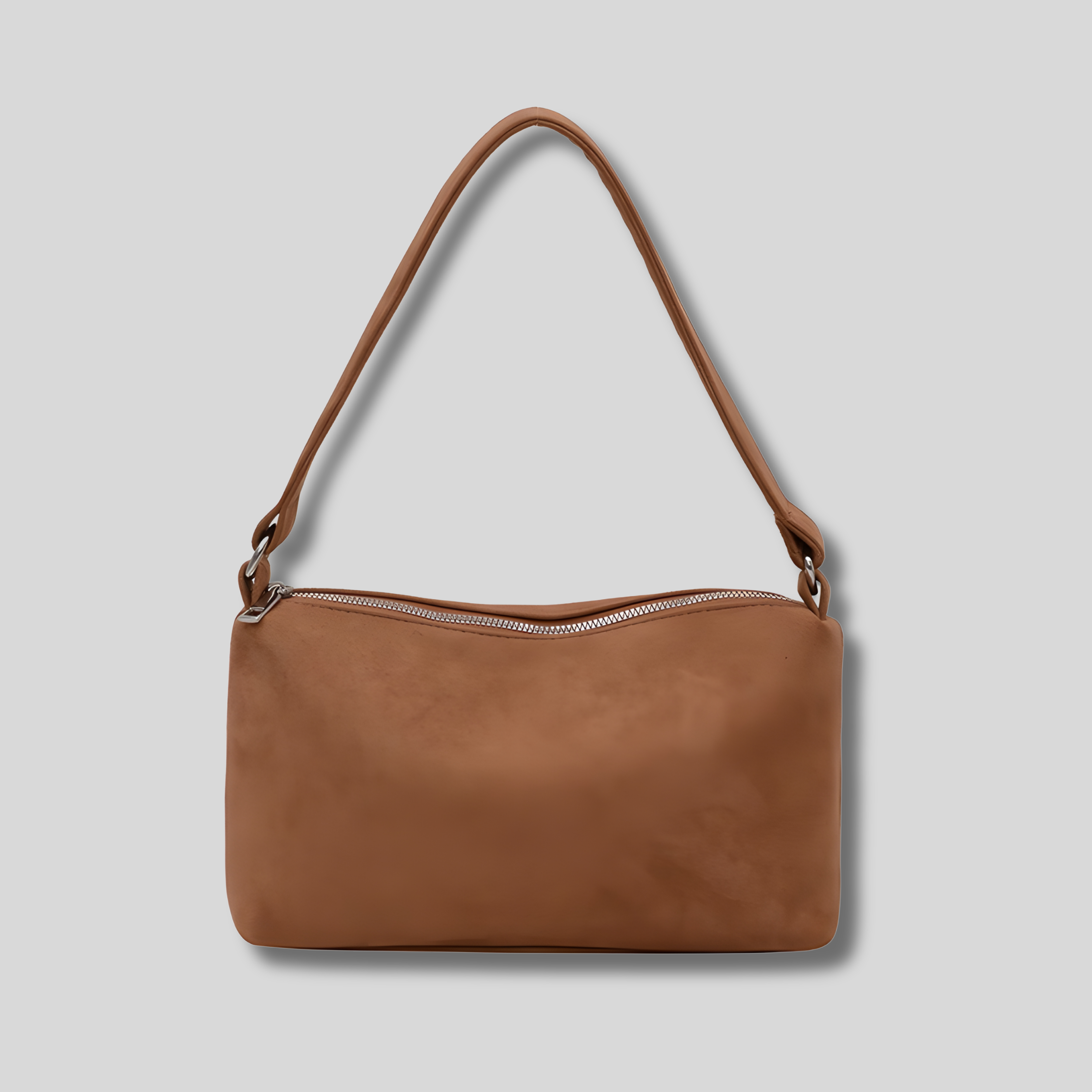 Sac épaule Lunéa camel élégant en texture suédée