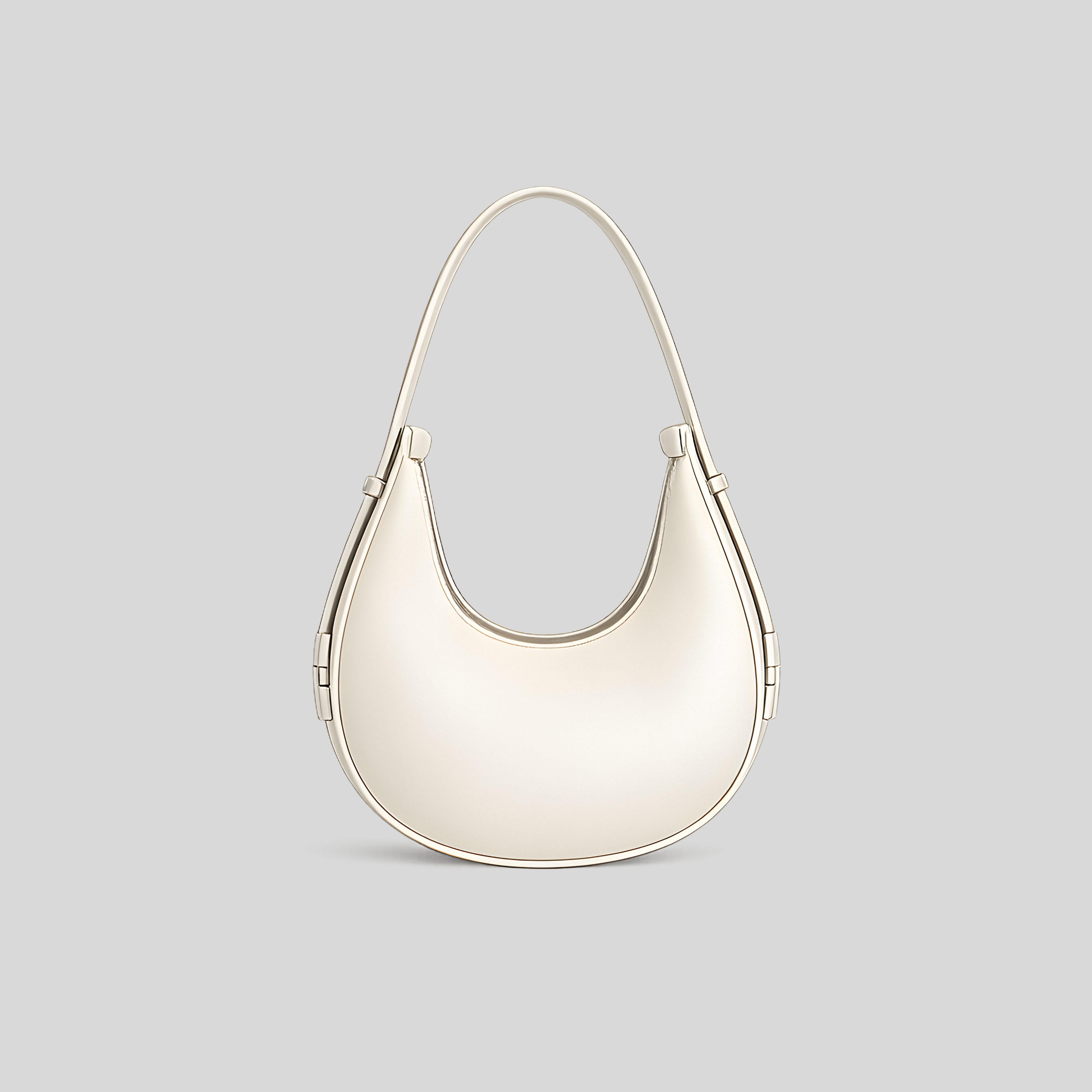 Sac demi-lune blanc minimaliste en cuir PU, look chic