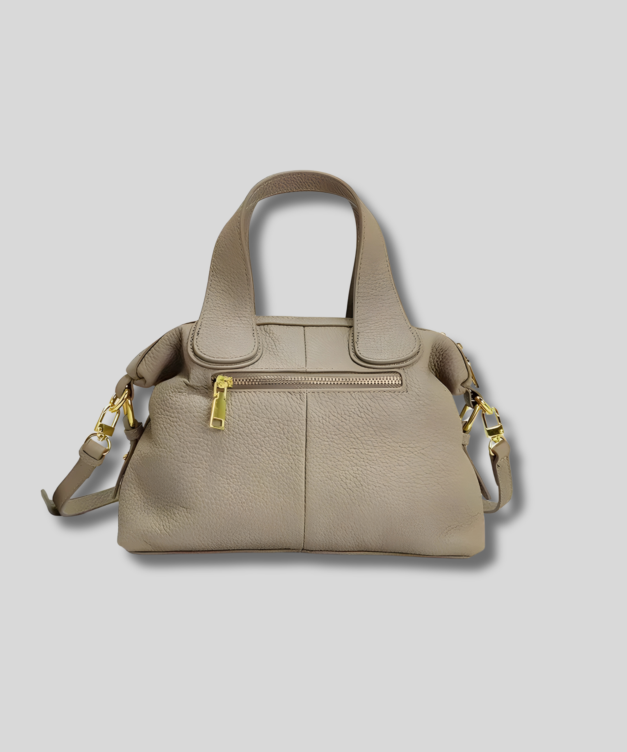 sac cuir beige femme avec fermeture zippée arrière