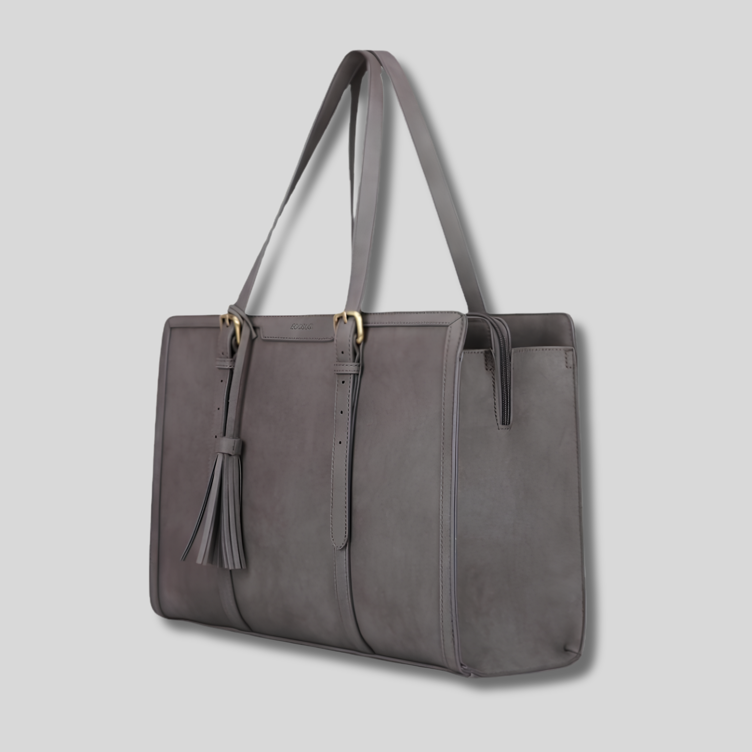 Sac Cabas Vaélis en suédine grise – vue de trois quarts