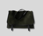 Sac Épaule Maëlle en cuir véritable effet daim vert foncé