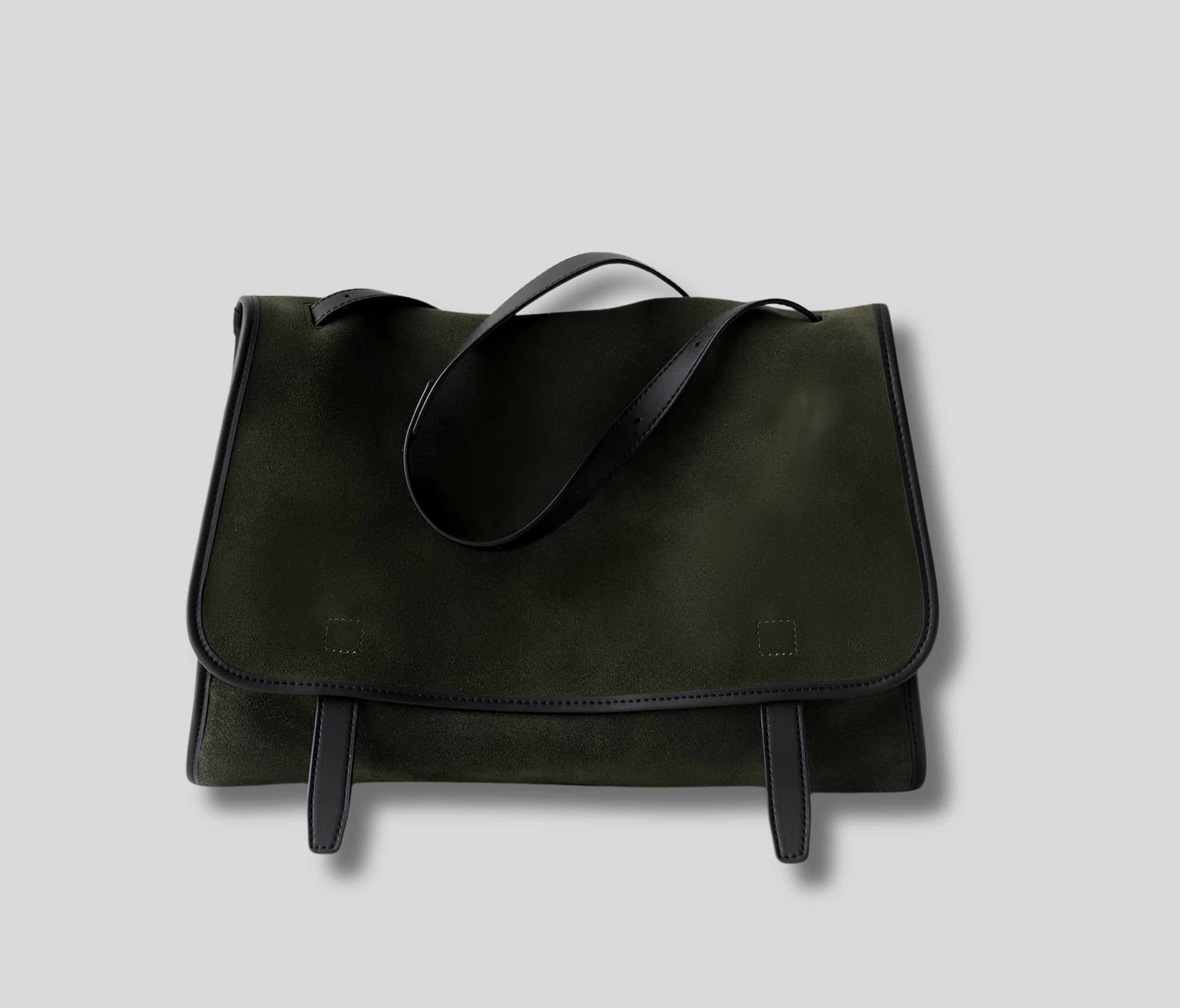 Sac Épaule Maëlle en cuir véritable effet daim vert foncé