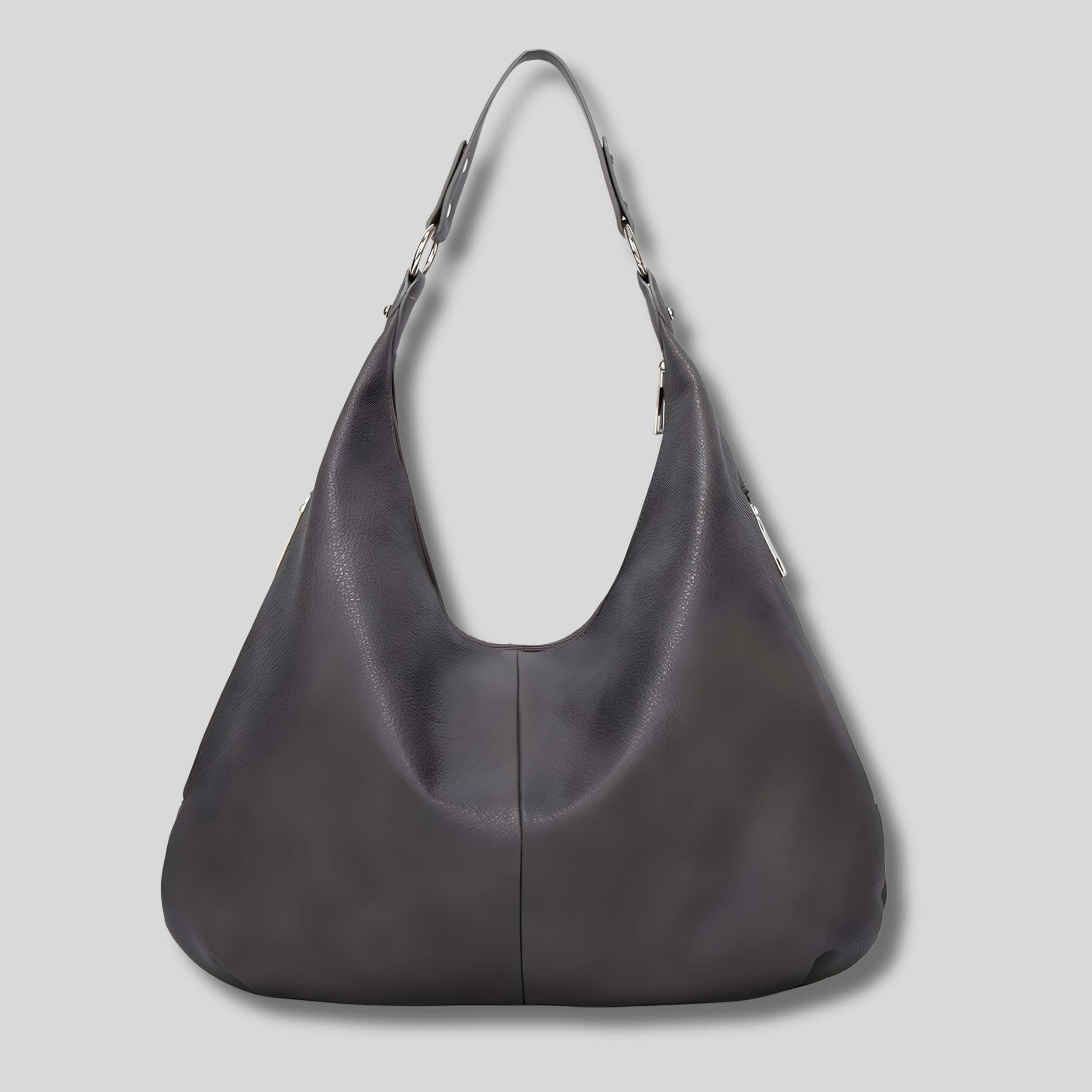 Sac Épaule hobo en cuir gris foncé – vue de face