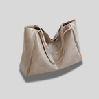 Sac cabas brillant beige au design intemporel, en cuir PU, élégant et structuré
