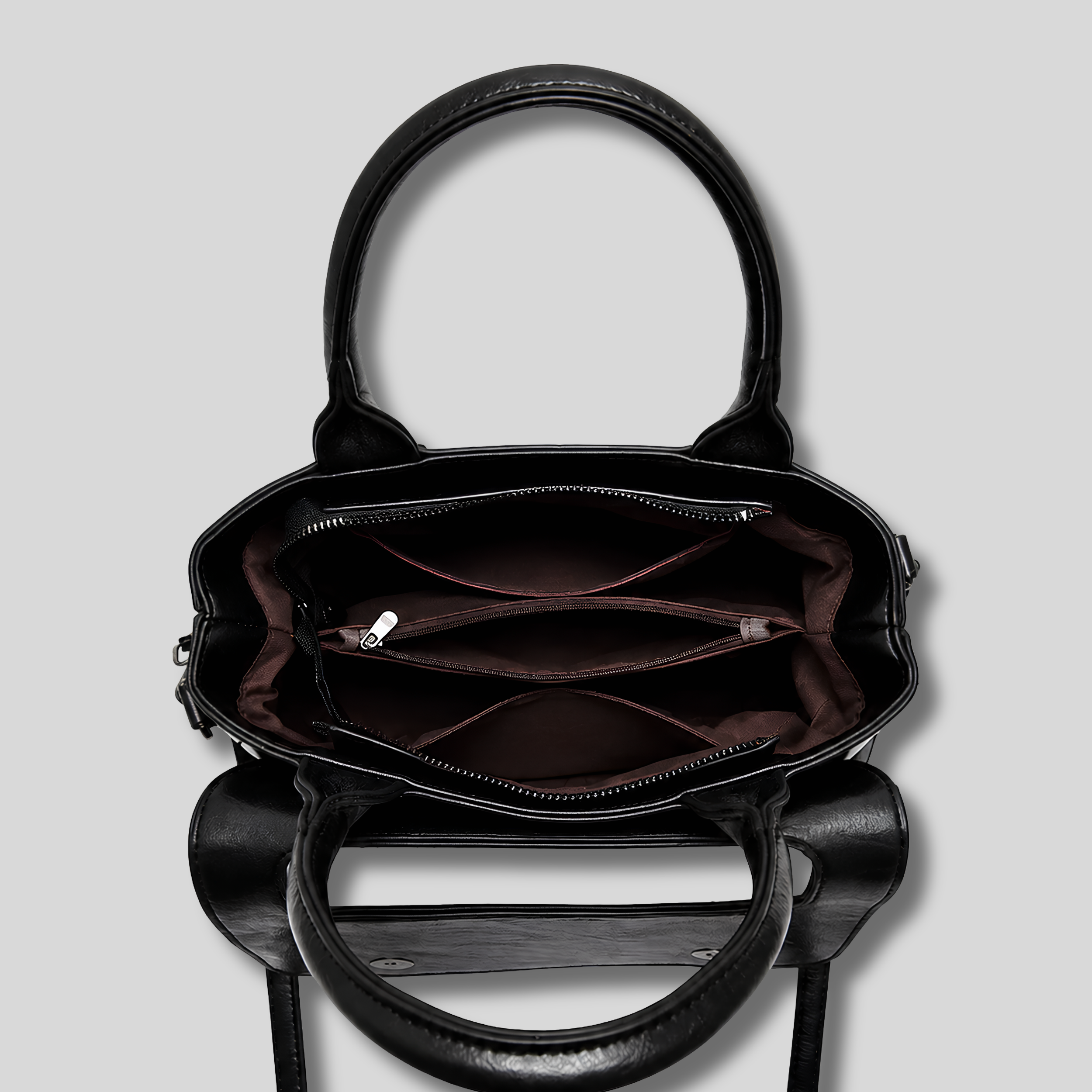 Noir – Vue arrière du sac Crocélya en similicuir premium effet crocodile