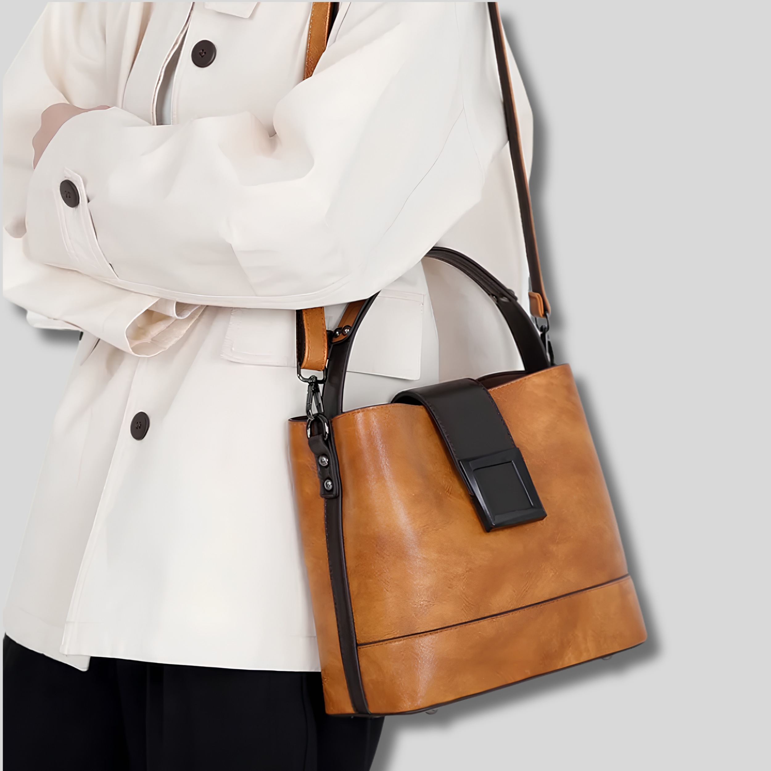 Sac porté épaule camel porté à l’épaule avec bandoulière réglable et design minimaliste chic