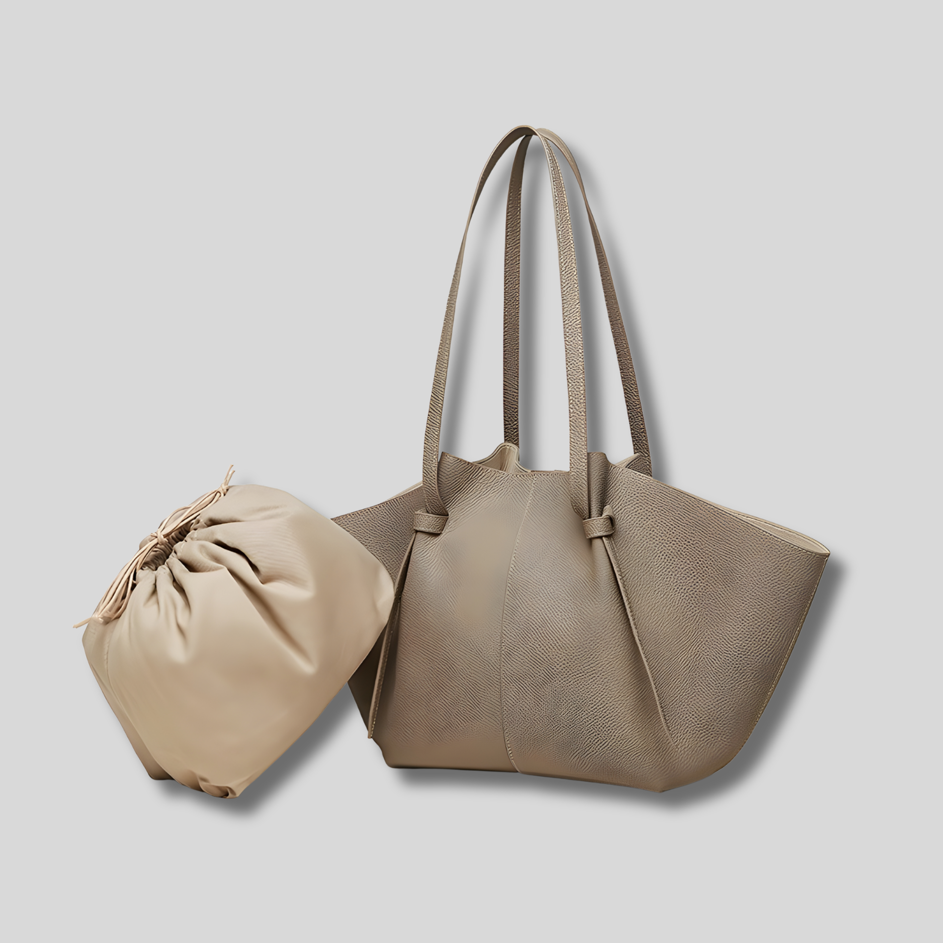 Sac cabas Novélya beige avec pochette – vue produit minimaliste