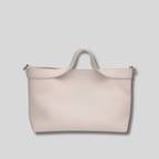 Vue arrière du Sac Épaule Rovina beige clair en cuir véritable avec design moderne et minimaliste