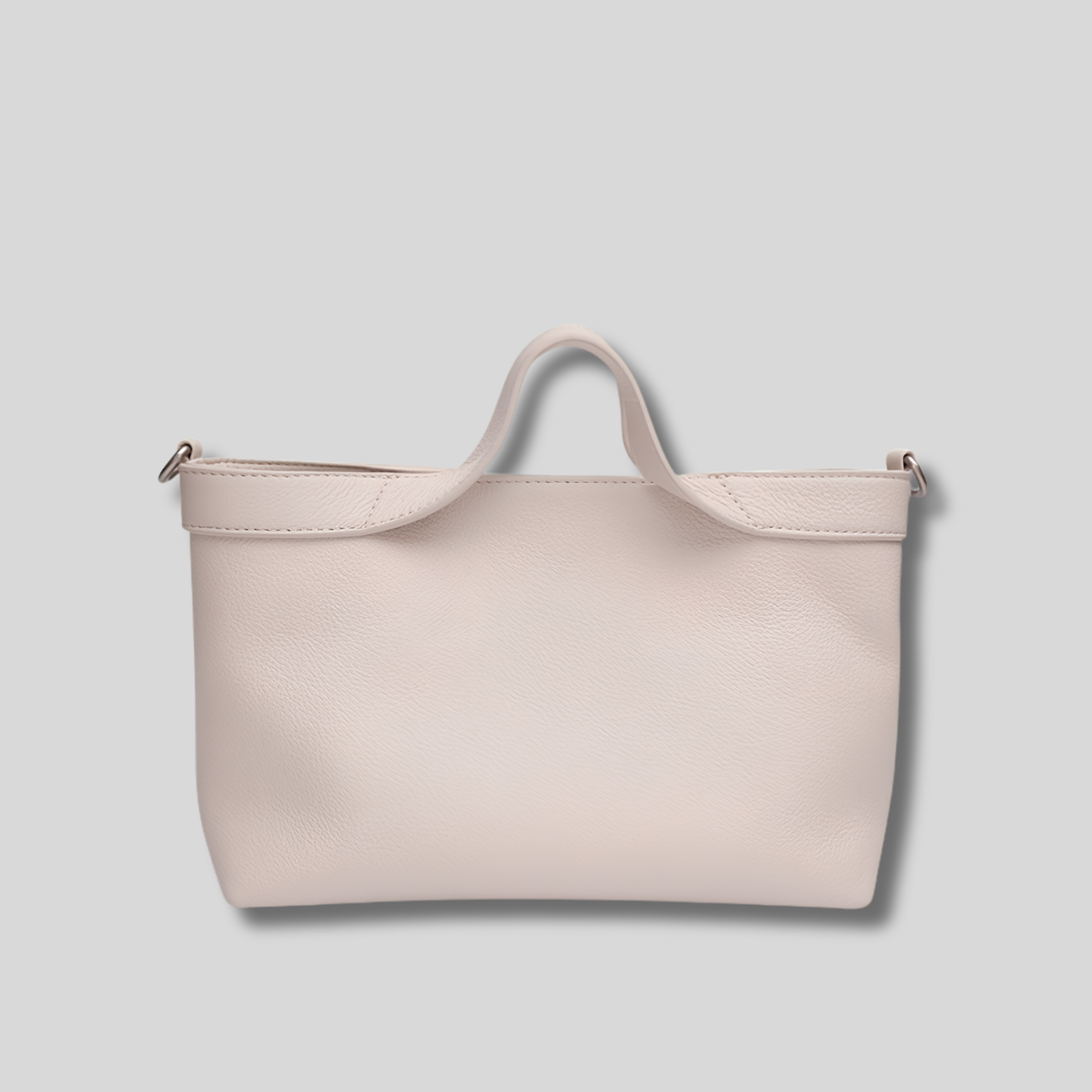 Vue arrière du Sac Épaule Rovina beige clair en cuir véritable avec design moderne et minimaliste