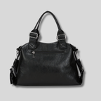 Sac cabas cuir noir vue arrière avec poche zippée extérieure