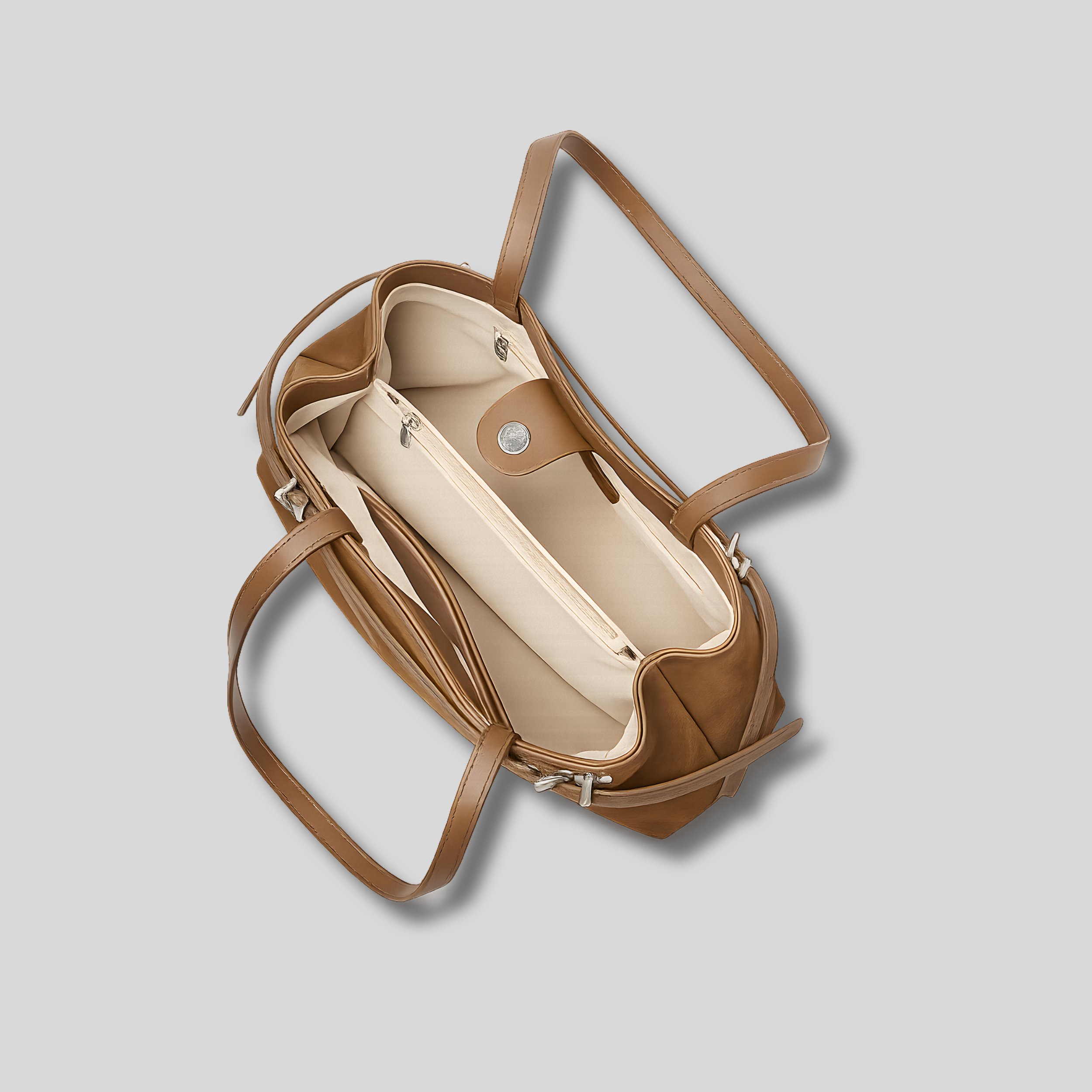 Intérieur du Sac Cabas Elvéra – compartiments et poche zippée