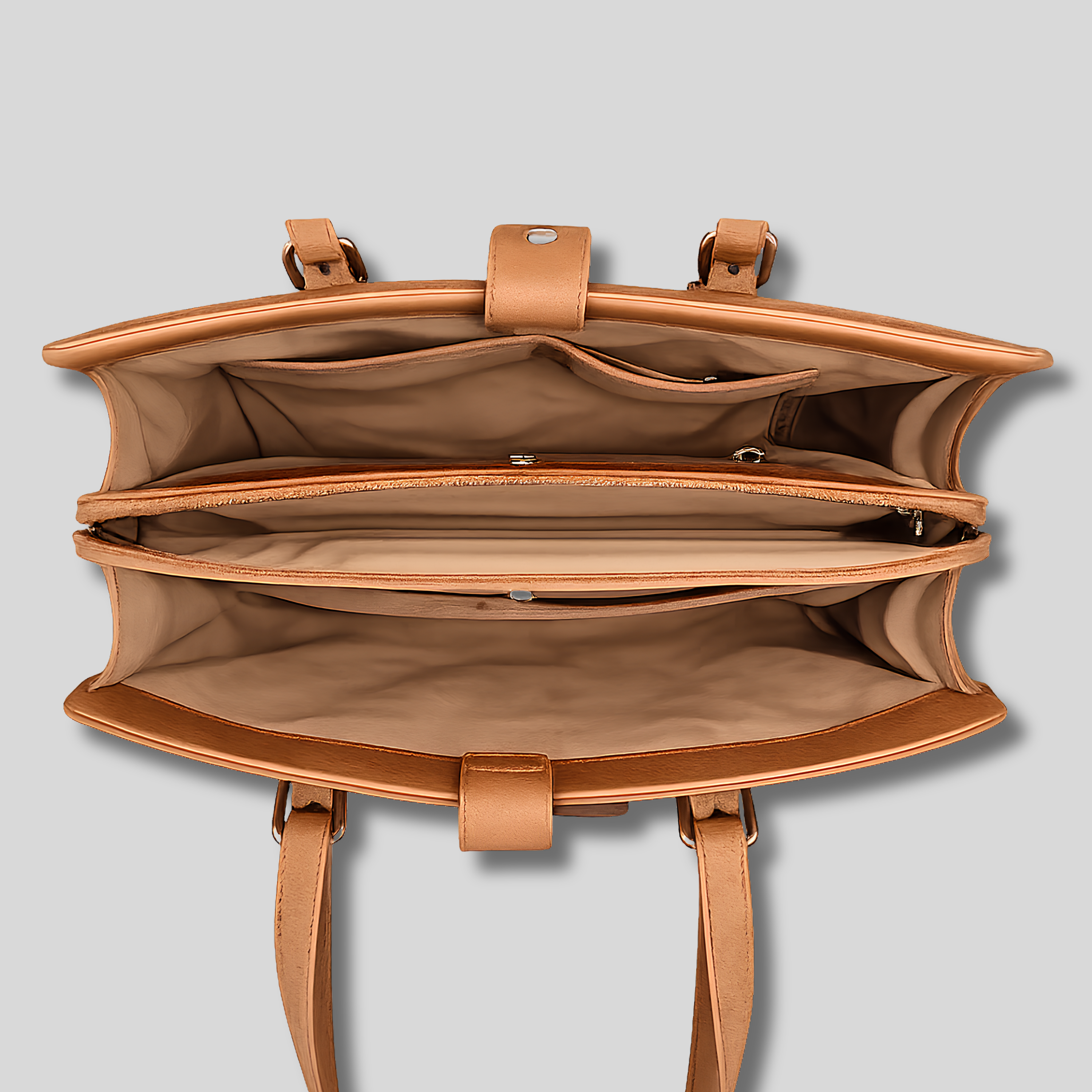 Intérieur spacieux du Sac Cabas Vaélis avec compartiment central zippé et poches de rangement