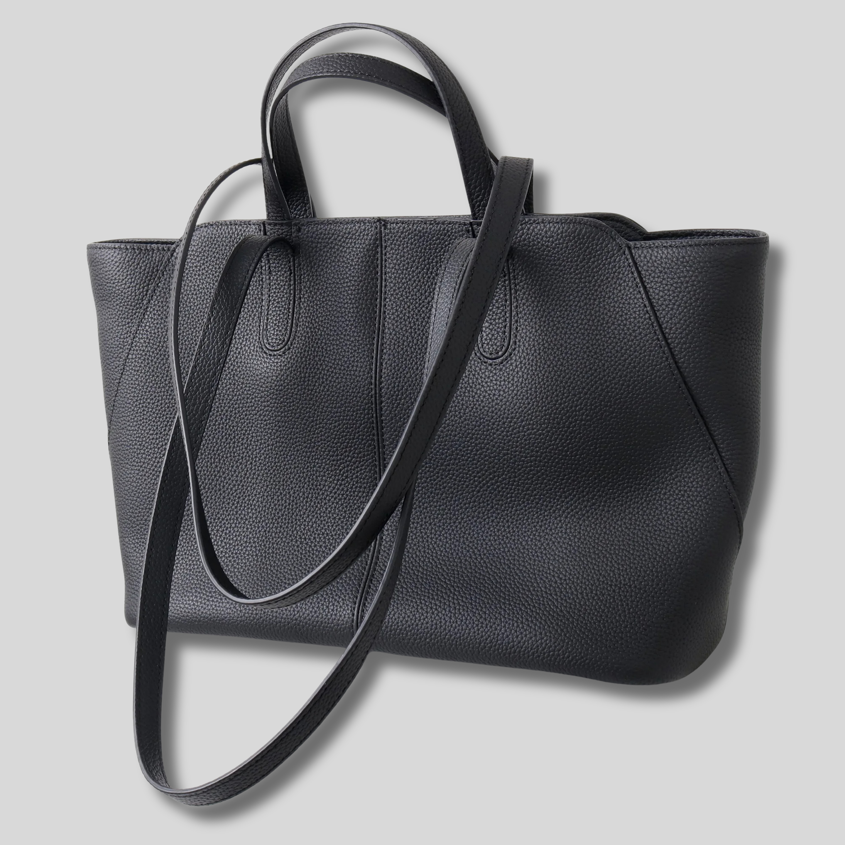 Sac cabas Évessia noir en cuir véritable – vue arrière