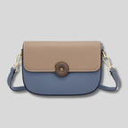 Sac bandoulière en cuir véritable bicolore beige et noir – vue de face