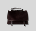 Sac Épaule Maëlle en cuir véritable effet daim café foncé